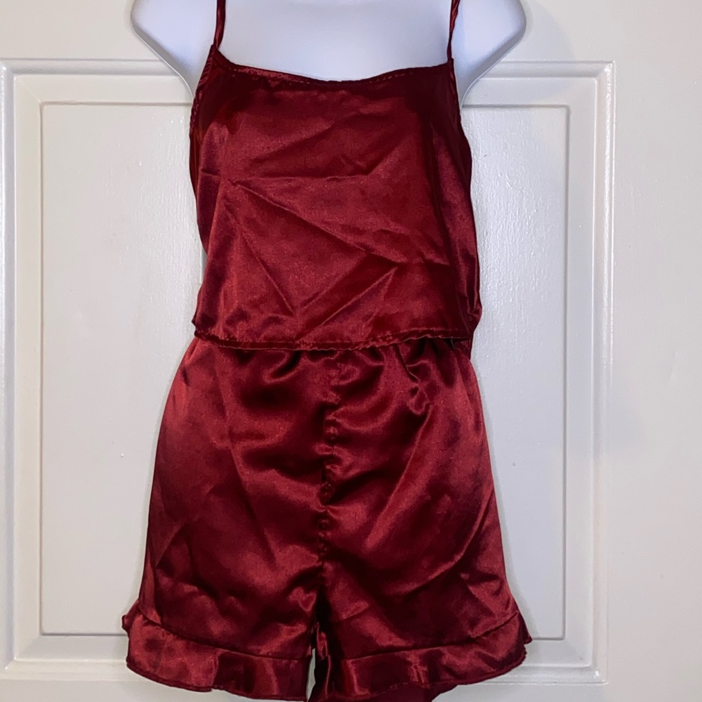 Satin crop top and short set